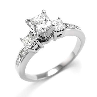 14k White Gold Princess Diamond Engagement Ring