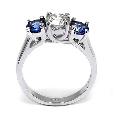 Sapphire Diamond Three Stone Ring 14k