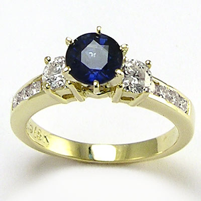 18k Gold Sapphire and Diamond Engagement Ring