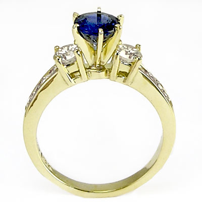 18k Gold Sapphire and Diamond Engagement Ring