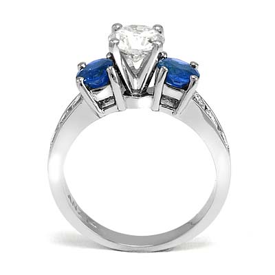 Sapphire and Diamond Ring in 14k White Gold