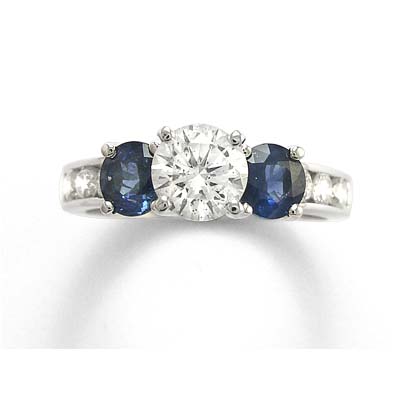 Sapphire and Diamond Ring in 14k White Gold