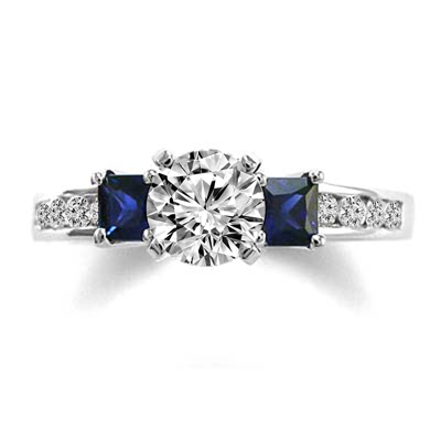 Princess  Sapphire Diamond Ring 14k Gold