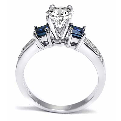Princess  Sapphire Diamond Ring 14k Gold