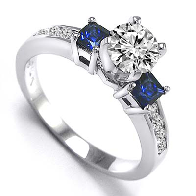 Princess Sapphire Diamond Ring 14k Gold