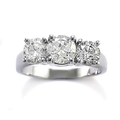 14k Gold Diamond Three Stone Ring 1.71ct.
