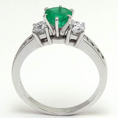 14k Gold Emerald Diamond Ring