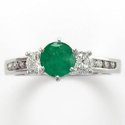 14k Gold Emerald Diamond Ring