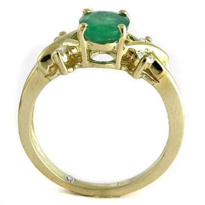 14k Gold Emerald and Diamond Ring