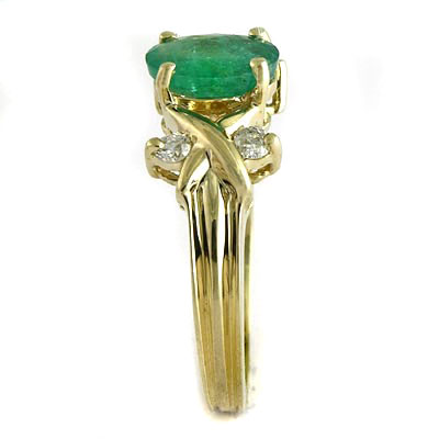 14k Gold Emerald and Diamond Ring