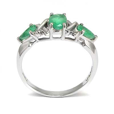 Three Stone Mother's ring Emerald 14k Gold