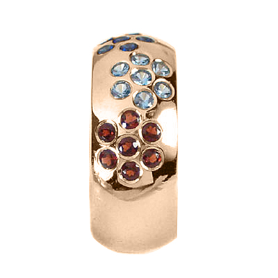 14k Gold Sapphire Garnet Topaz ring Band