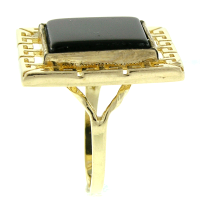 14k Gold Onyx Greek key Ring