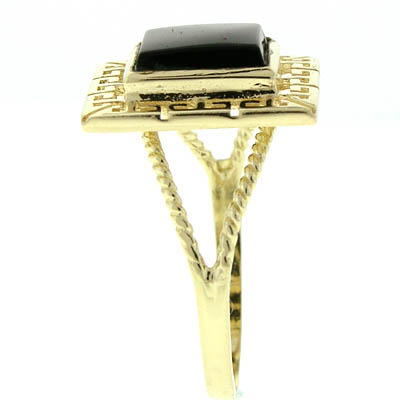 14k Gold Greek Key onyx Stone Ring