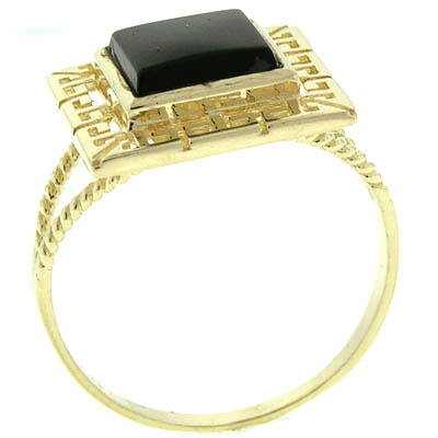 14k Gold Greek Key onyx Stone Ring