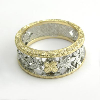 14k Two-Tone Gold Filigree Ring