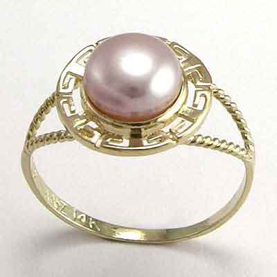 14k solid Gold Lavendar Pearl Ring
