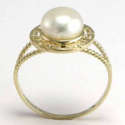 14k Pearl Greek Design Ring