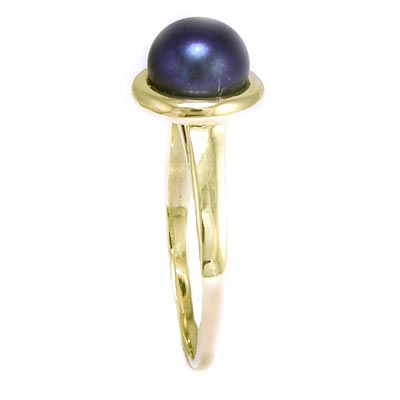 14k solid Gold Black Pearl Ring