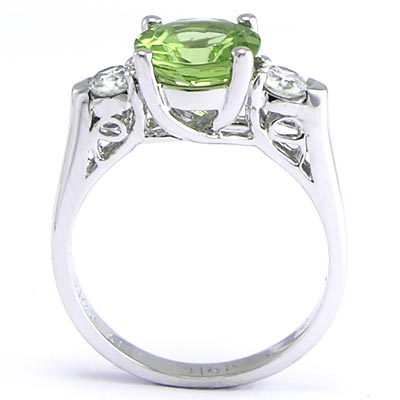 14k Gold Peridot Diamond Tree stone Ring