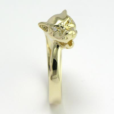 14k Solid Gold Cat Head Ring