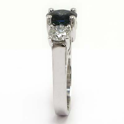 Diamond Sapphire 3 stone ring in 950 Platinum