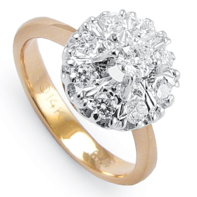 Russian Style Diamond Ring 14k gold