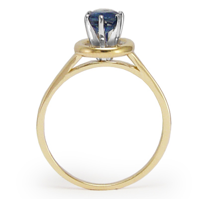 18k Two-Tone Gold Blue  Sapphire Ring
