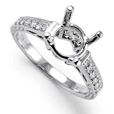 14k White Gold Diamond Setting Semi-Mount Ring