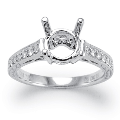 14k White Gold Diamond Setting Semi-Mount Ring