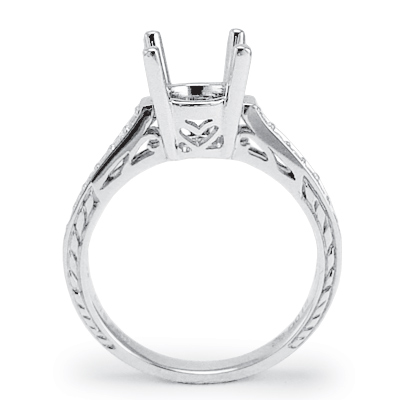 14k White Gold Diamond Setting Semi-Mount Ring