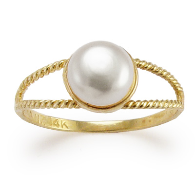 Solid 14k Gold White Pearl Ring