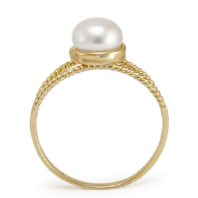 Solid 14k Gold White Pearl Ring