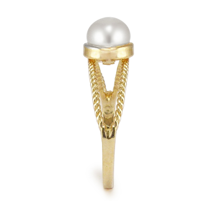Solid 14k Gold White Pearl Ring