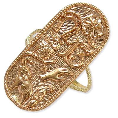 14k Rose and yellow Gold 7 Talisman Good Luck Ring