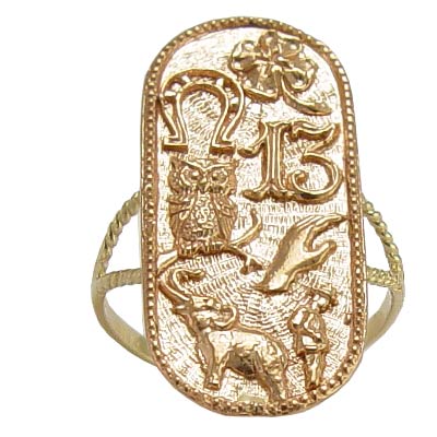 14k Rose and yellow Gold 7 Talisman Good Luck Ring