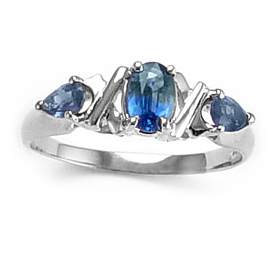 Sapphire Three Stone Ring 14k Gold