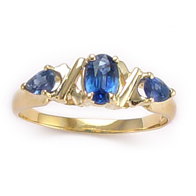 Sapphire Three Stone Ring 14k Gold