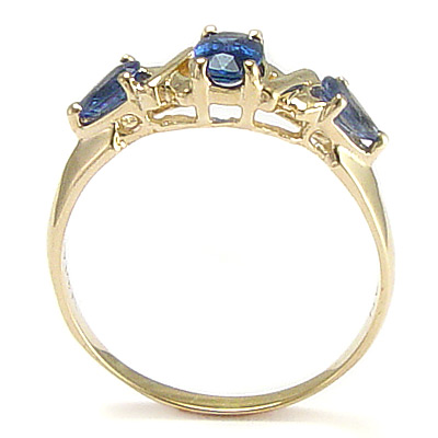 Sapphire Three Stone Ring 14k Gold
