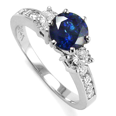 14k Gold Ceylon Sapphire Diamond Ring
