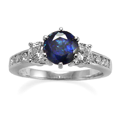 14k Gold Ceylon Sapphire Diamond Ring