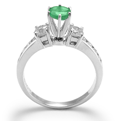 14k Gold Emerald Diamond Engagement Ring