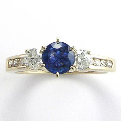 Ceylon Sapphire Diamond Ring in 14k Gold