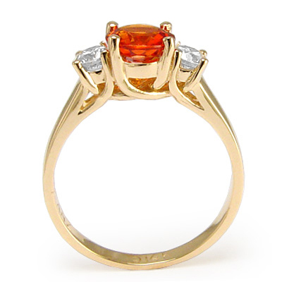 Orange Sapphire and Diamond ring in 14k gold