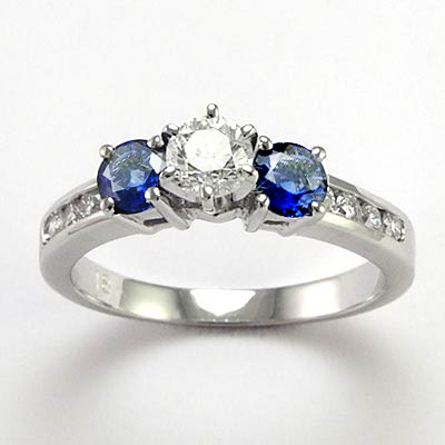 18k Gold Sapphire Diamond Ring