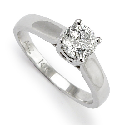 14K White Gold Solitaire Diamond Ring