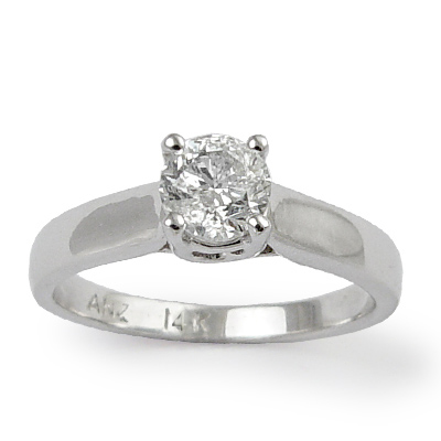 14K White Gold Solitaire Diamond Ring