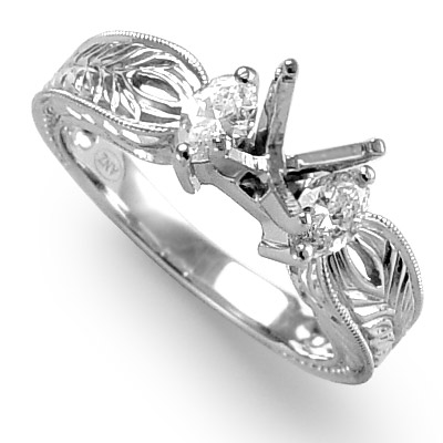 18k White Gold Engagement Diamond Ring Semi-Mount