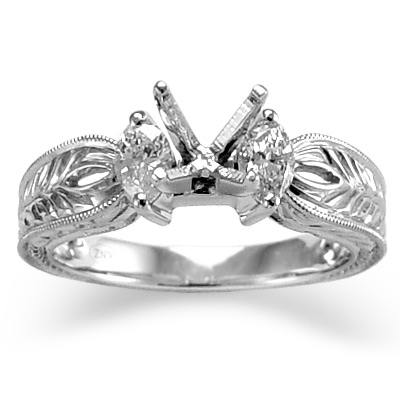 18k White Gold Engagement Diamond Ring Semi-Mount