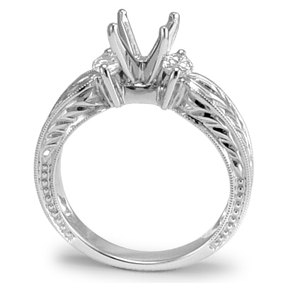 18k White Gold Engagement Diamond Ring Semi-Mount